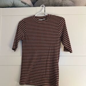 Striped Long Sleeve Top - Black and Pink